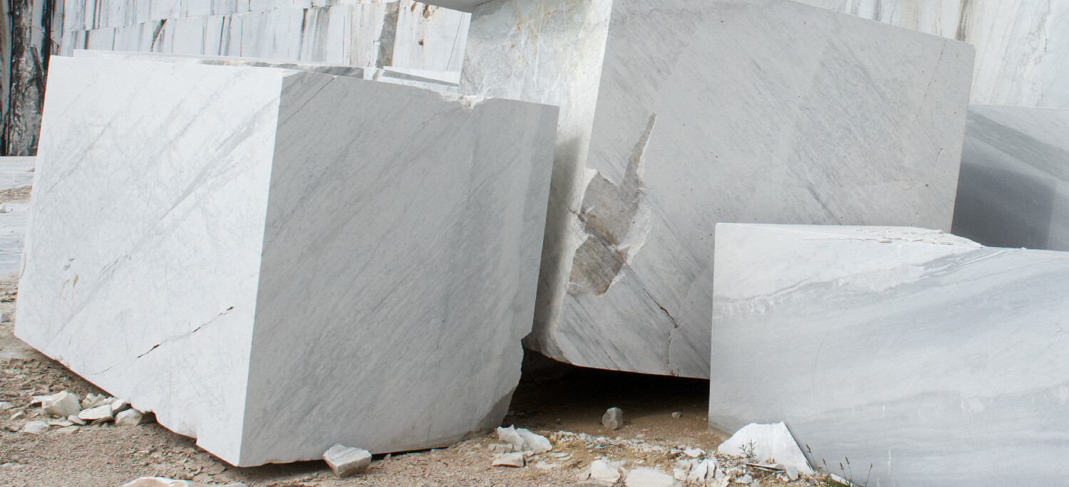 chunks of rough cut white bc marble