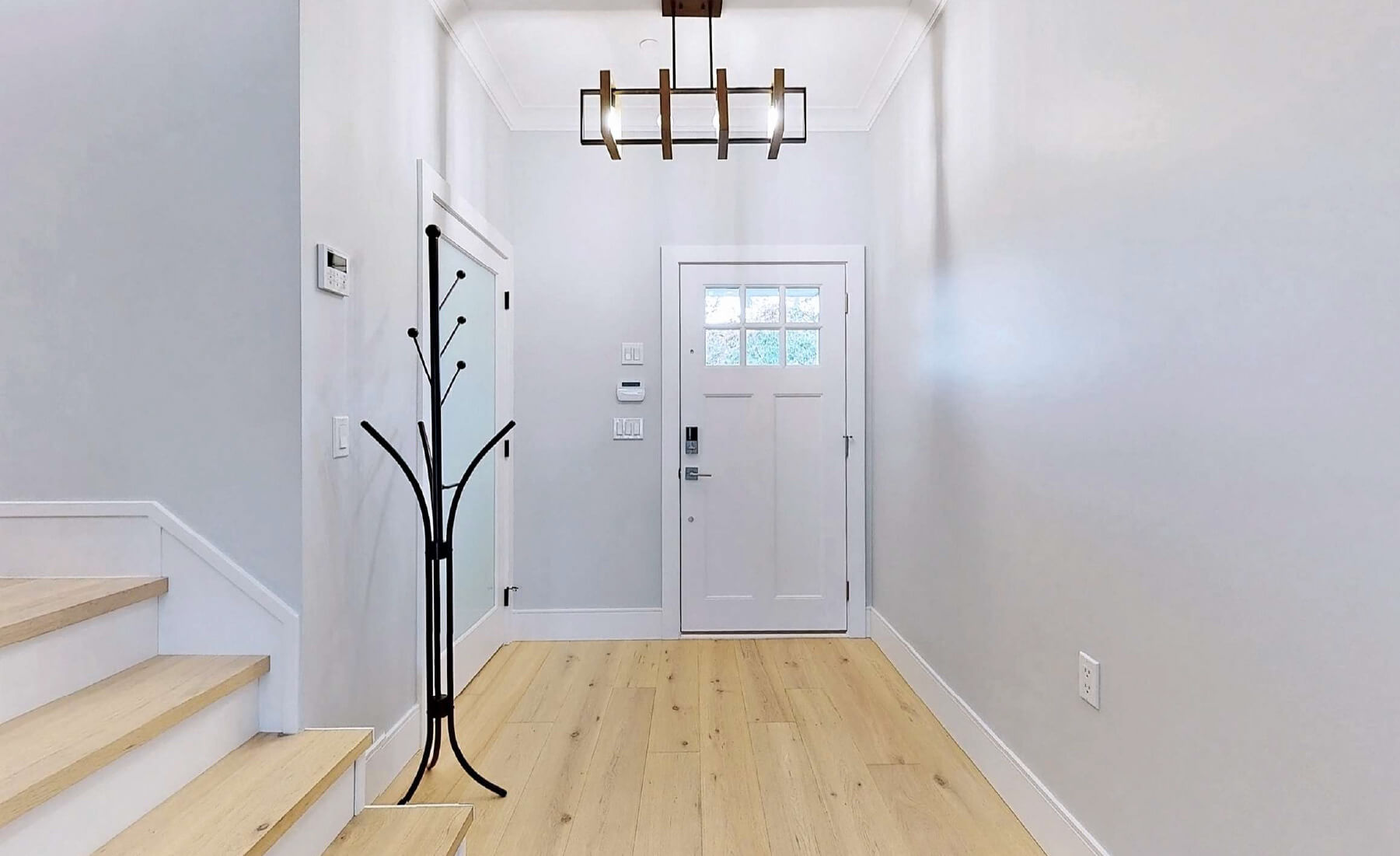 interior entry door with clothes rack