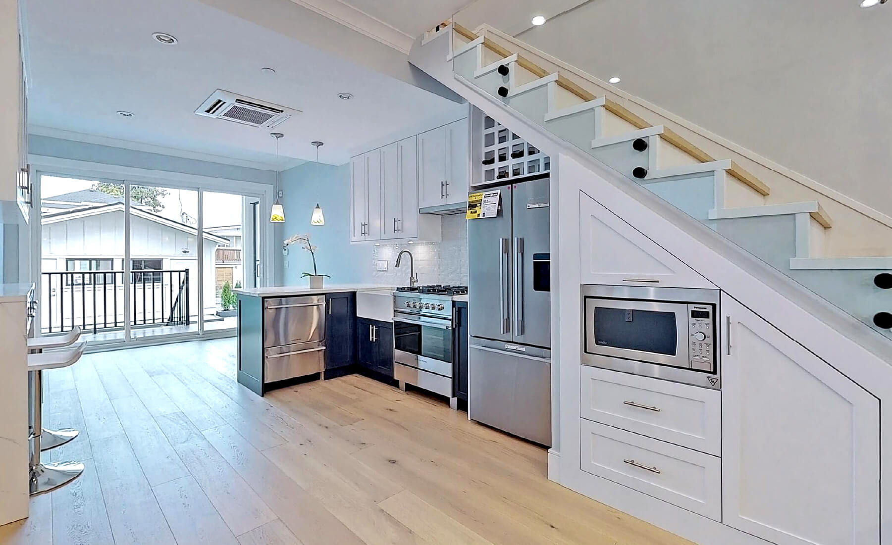 Duplex interior view entry kitchen stairs